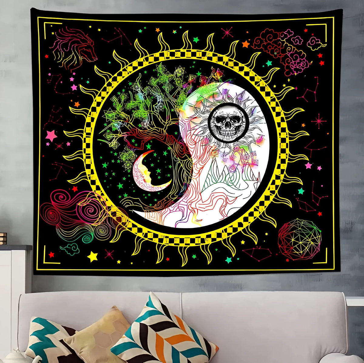 Home digital printing art wall tapestry in polyester fibre with colour option SM-XY327
