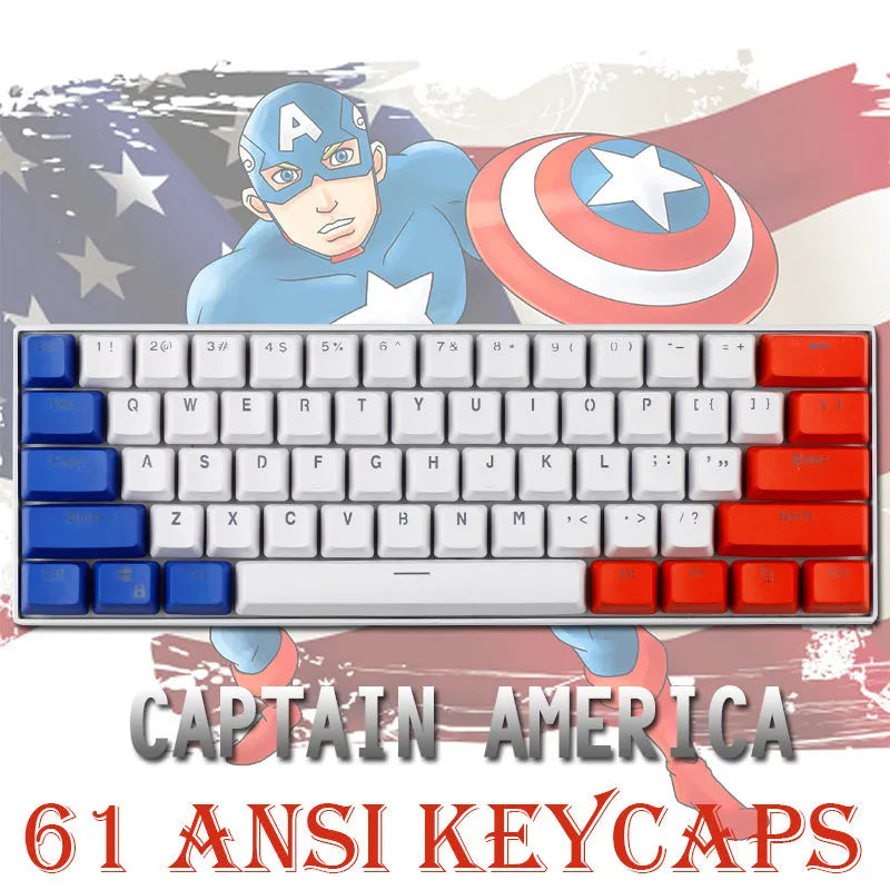 PBT transparent keycap set with OEM height profile and two-shot injection light-transmitting characters for 60% mechanical keyboards