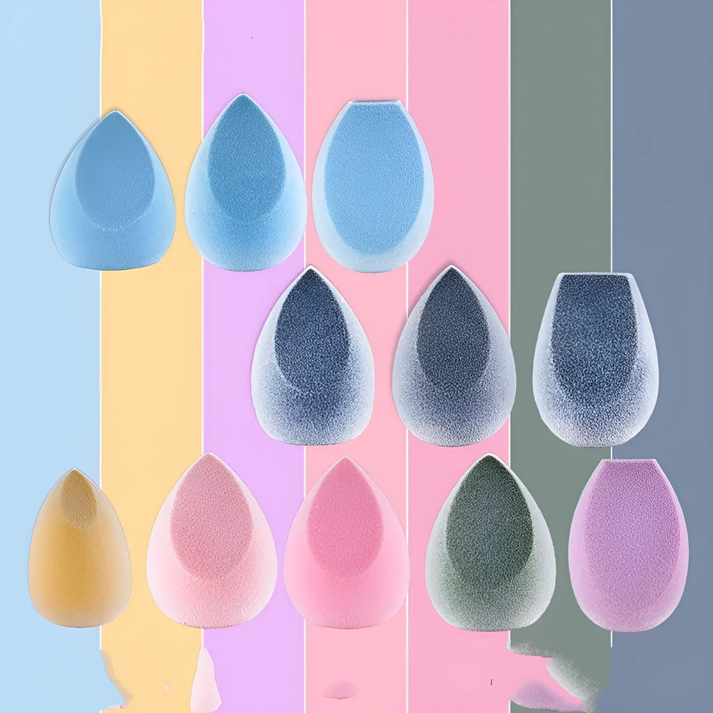 Non-latex makeup egg sponge puff with flocked surface in St Grey colour for wet and dry use