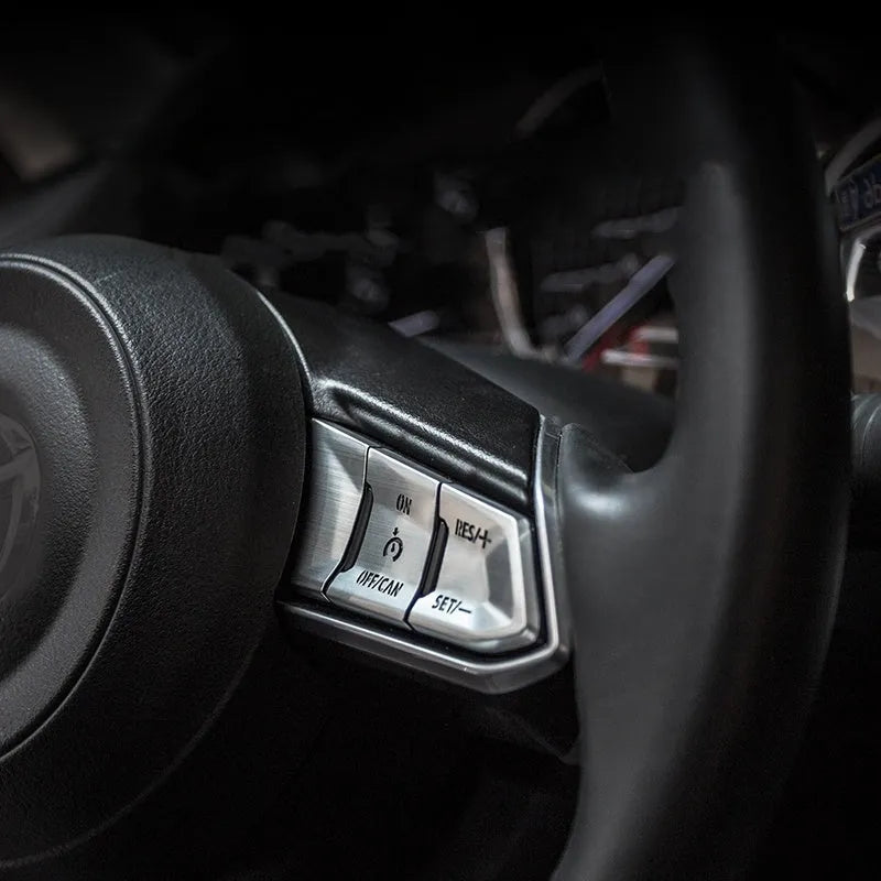Aluminum alloy car decorative sticker kit with steering wheel button covers and interior accessories