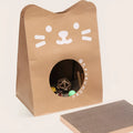 Brown cat scratch board paper bag integrated nest with scratching board, 40x30x53cm, washable kraft and corrugated paper
