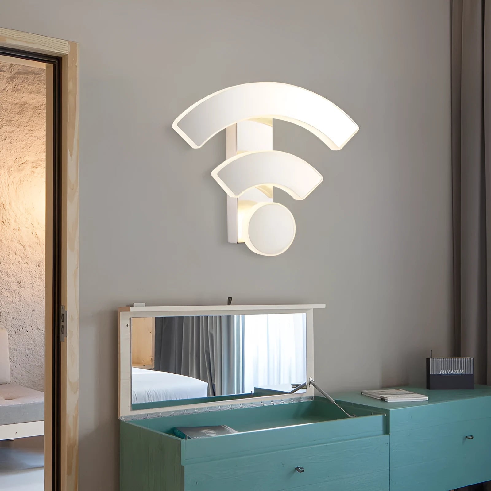 Frosted acrylic indoor wall light with WiFi logo shape, 11W, white and warm white options, 260x75x220mm