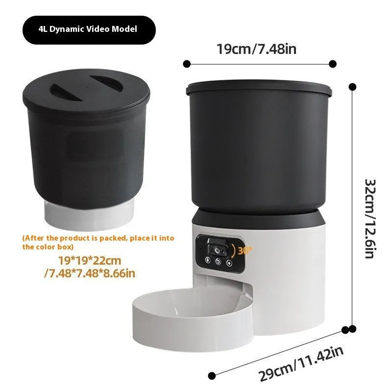 4L smart pet feeder with timing and remote monitoring featuring rotatable camera and stainless steel bowl options