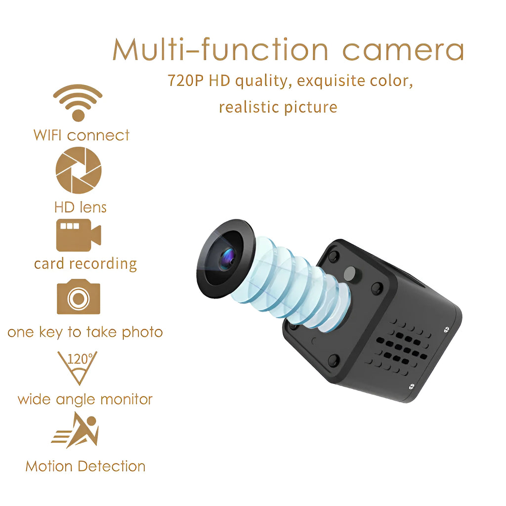 TuyaSmart mini WiFi battery camera in black with 1080P lens