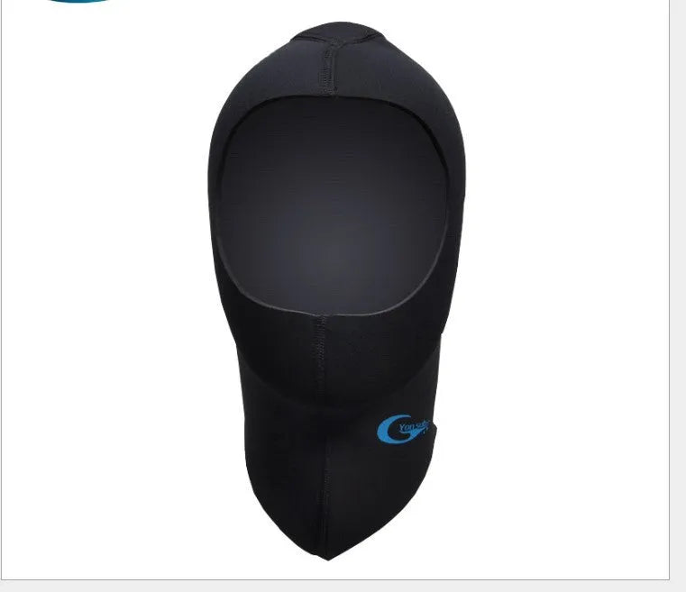 Winter swimming diving hood in neoprene with 3mm headgear and 5mm shoulder, available in multiple sizes