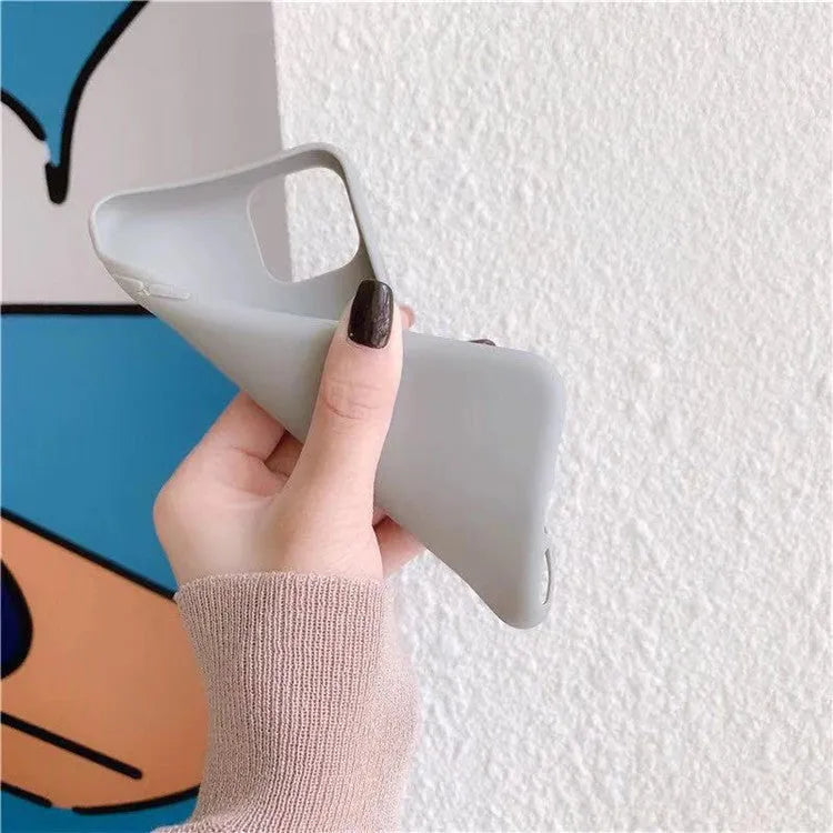 Simple hand-painted love design matte TPU iPhone case in cold wind colour with lanyard holes