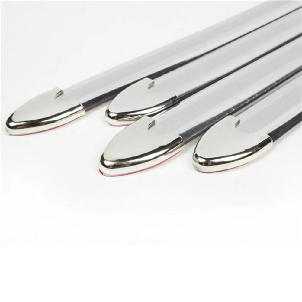 Set of 4 silver car anti-collision strips 41cm long electroplated bumper protectors