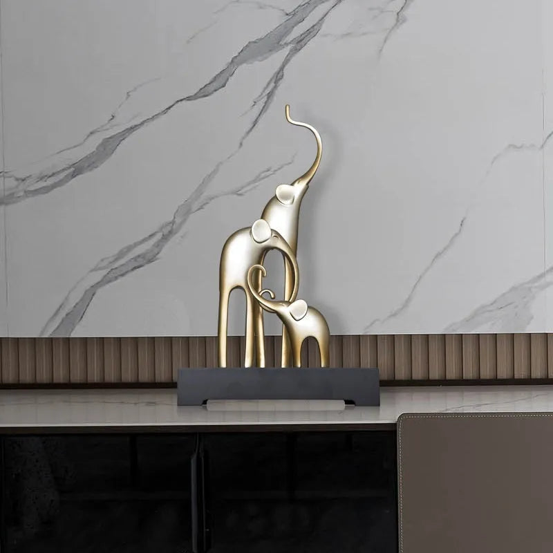 European style decorative resin elephant ornament in bright gold, rose gold, silver, or retro colour finish