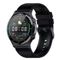 Smart watch with ECG monitoring, wireless charging, 1.32 inch screen, metal alloy case, and leather strap
