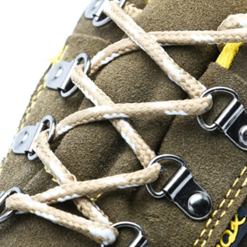 Bronze cow suede steel toe safety shoes with anti-skid sole, low-cut design