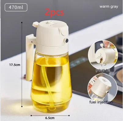 470ml glass kitchen oil sprayer dispenser bottle with ergonomic handle in four colour options