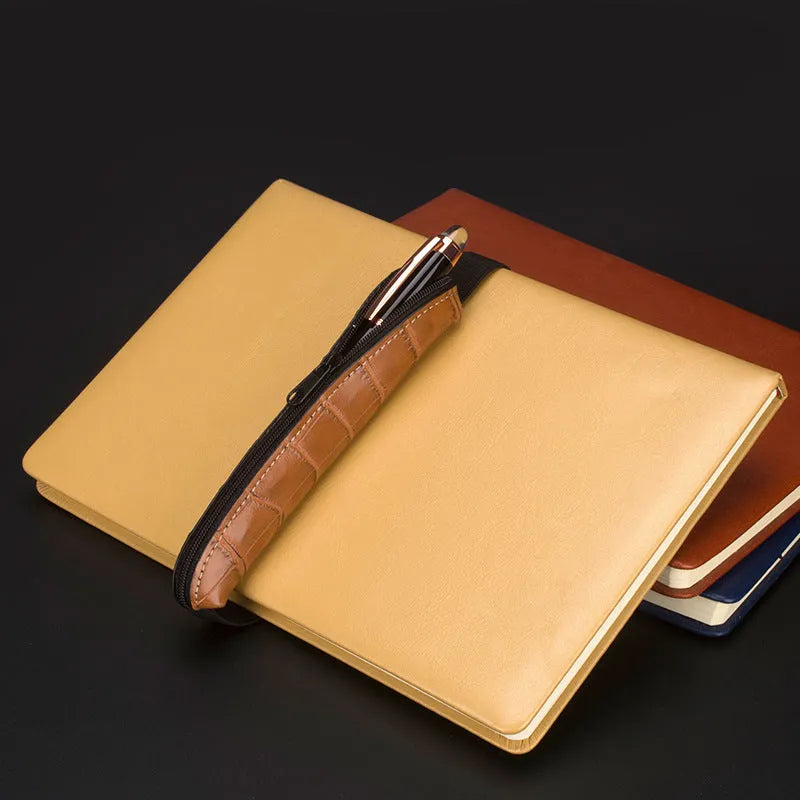 Long slim beige grey PU leather pencil case showing 16.5cm length