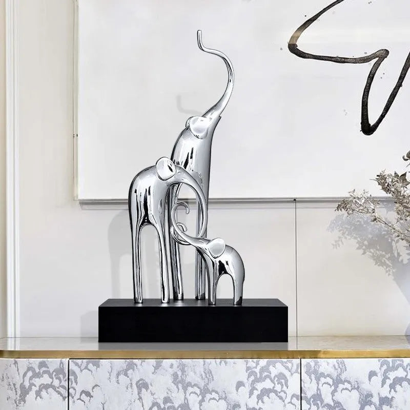 European style decorative resin elephant ornament in bright gold, rose gold, silver, or retro colour finish