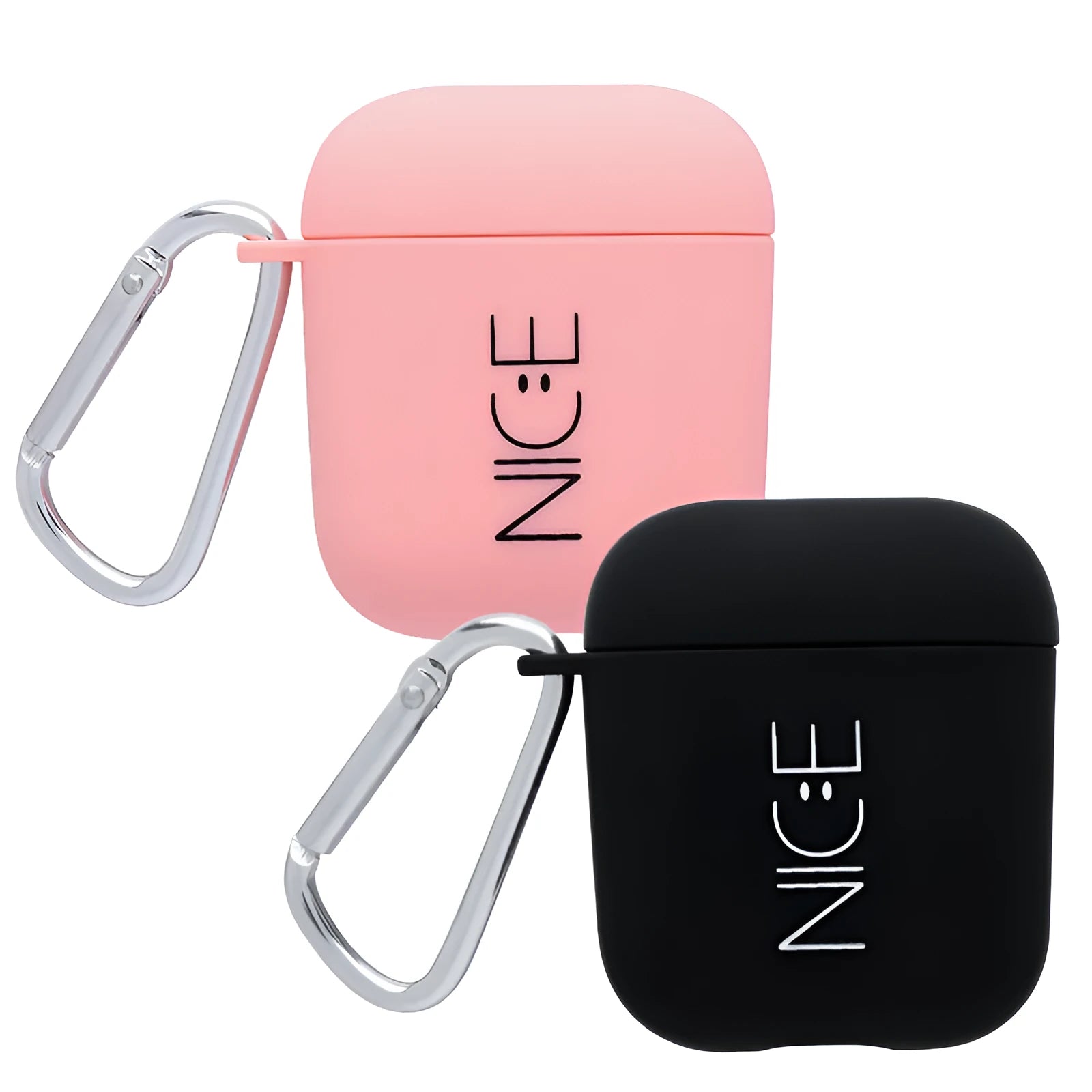Black and Pink wireless headset cases for Apple AirPods with decorative Flower, Love, Smiley face patterns