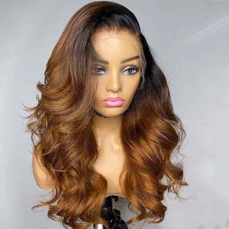Real human hair lace front gradient wig in Ruili style showing natural hairline and length options
