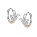 Women's 925 sterling silver geometric cross earrings with white gold colour electroplated finish
