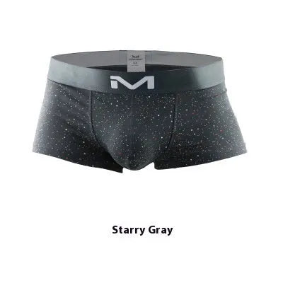 Men's cotton low-waist boxer shorts in starry sky black, breathable summer underwear