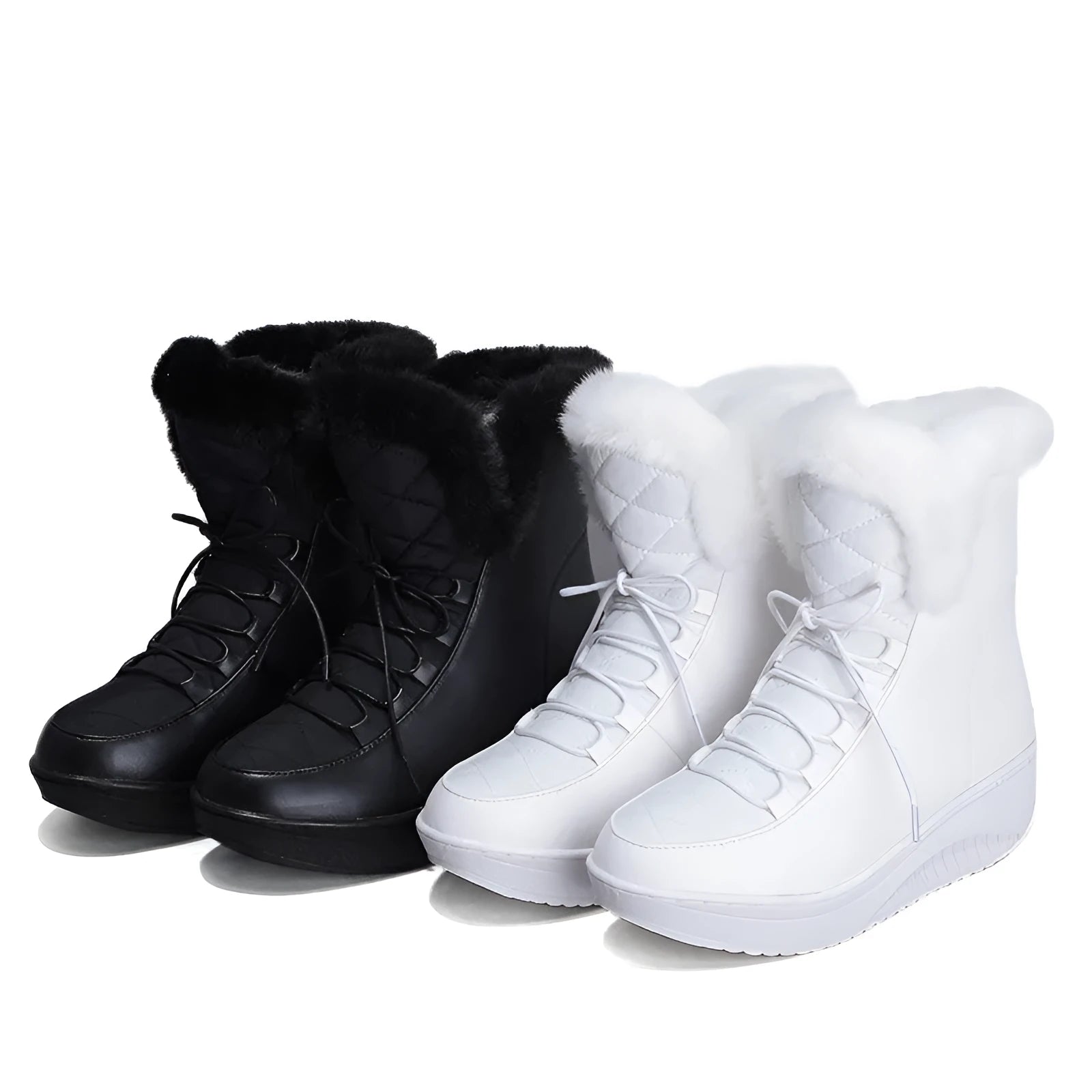 Women's black winter ankle boots with lace-up front and 3cm platform sole
