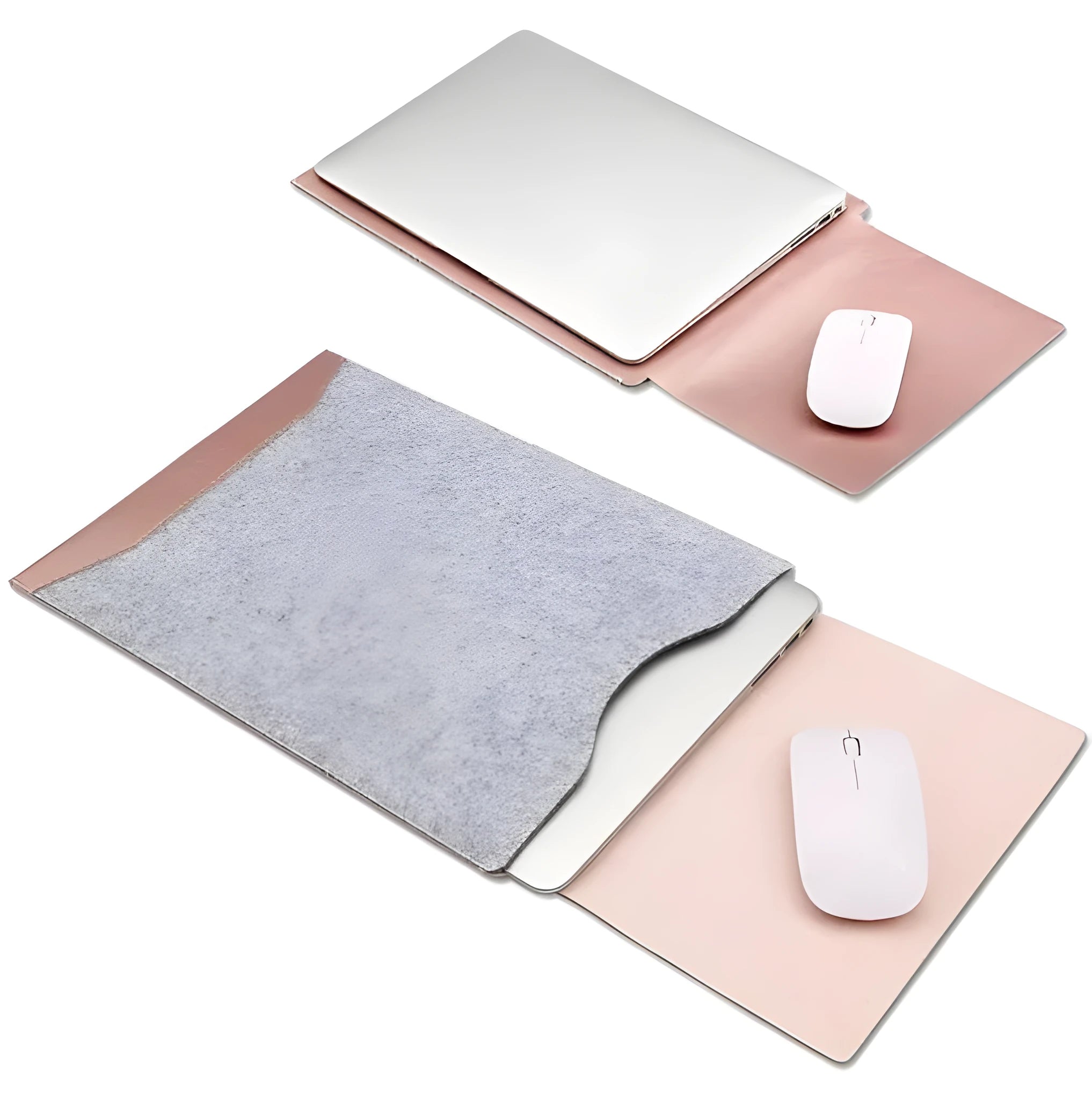 Minimalist laptop sleeve with mousepad in Rose Gold for 13.3 inch MacBook Pro