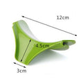 Green silicone kitchen funnel with clamp for securing to round pot edges