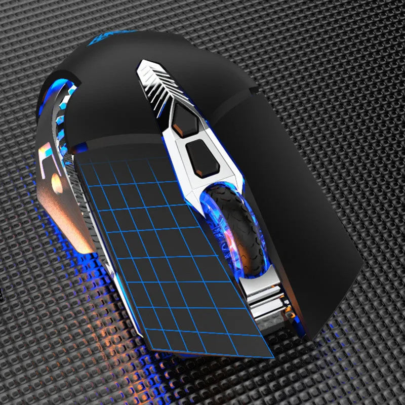 Silent wireless Bluetooth e-sports mouse in black with rechargeable 800mAh battery