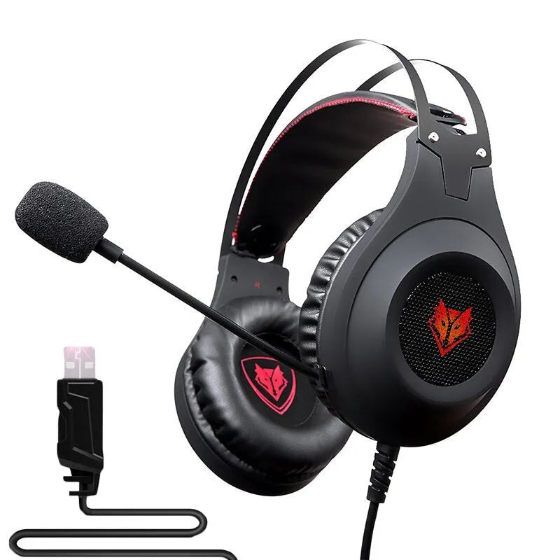 NUBWO N2 black and silver gaming headset with detachable microphone and 1.6m braided cable