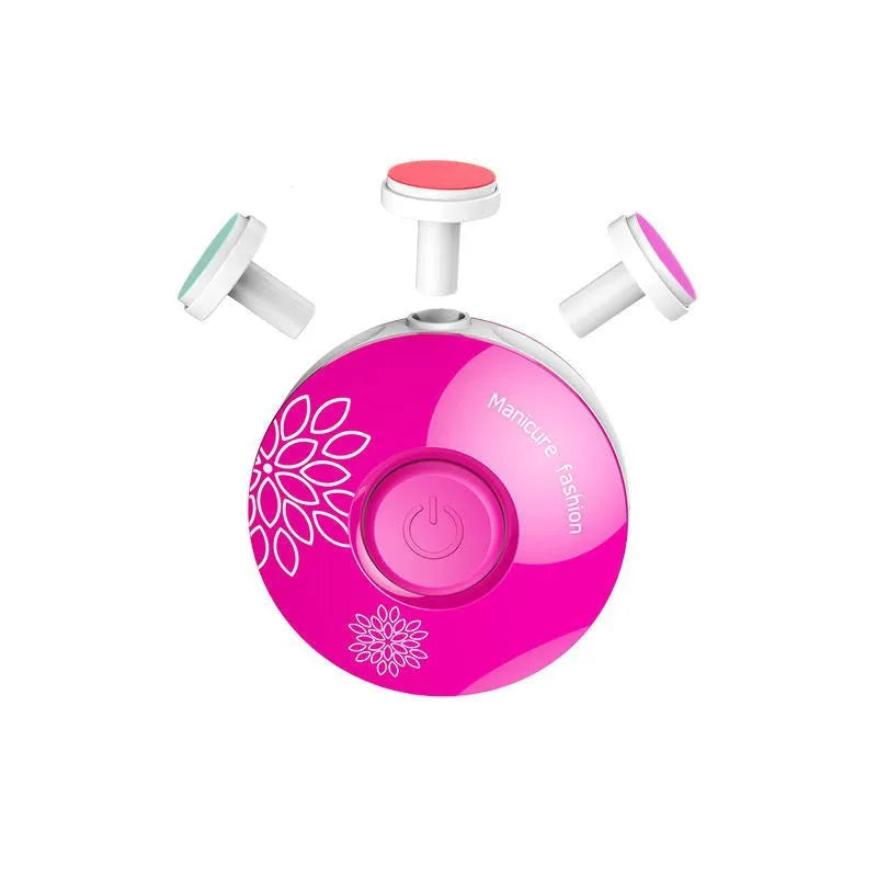 Red or green baby electric nail polisher with three grinding heads for newborn nail care