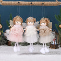Christmas angel fabric pendant hair accessory for girls' high ponytails in white, pink, or khaki style