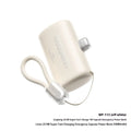 Portable mini capsule power bank in beige with compact ABS design and 10000mAh capacity