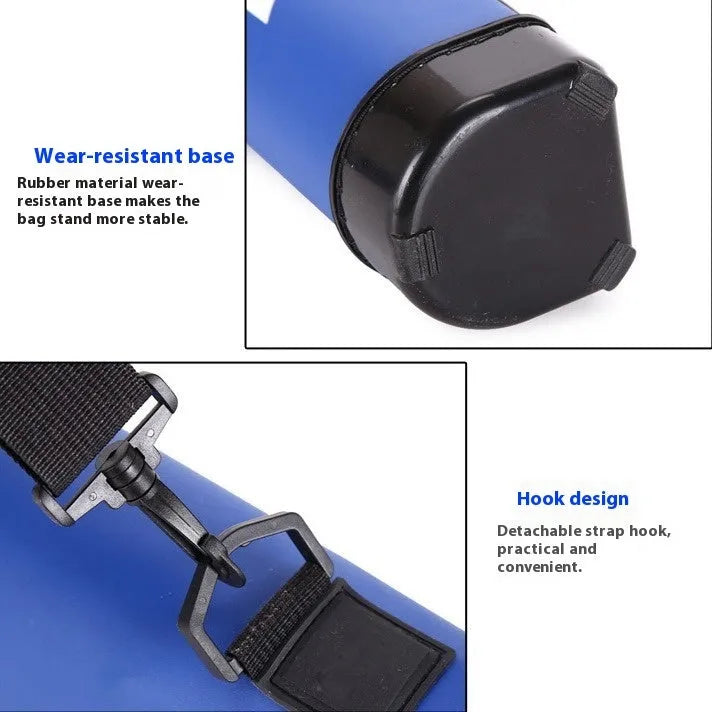 Hard cover lightweight PU fishing rod bag in black, 1.25m long, for rod storage and transport