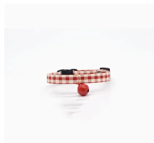 Lightweight red jubilant decoration bell collar for cats with adjustable strap and bell, available in four patterns