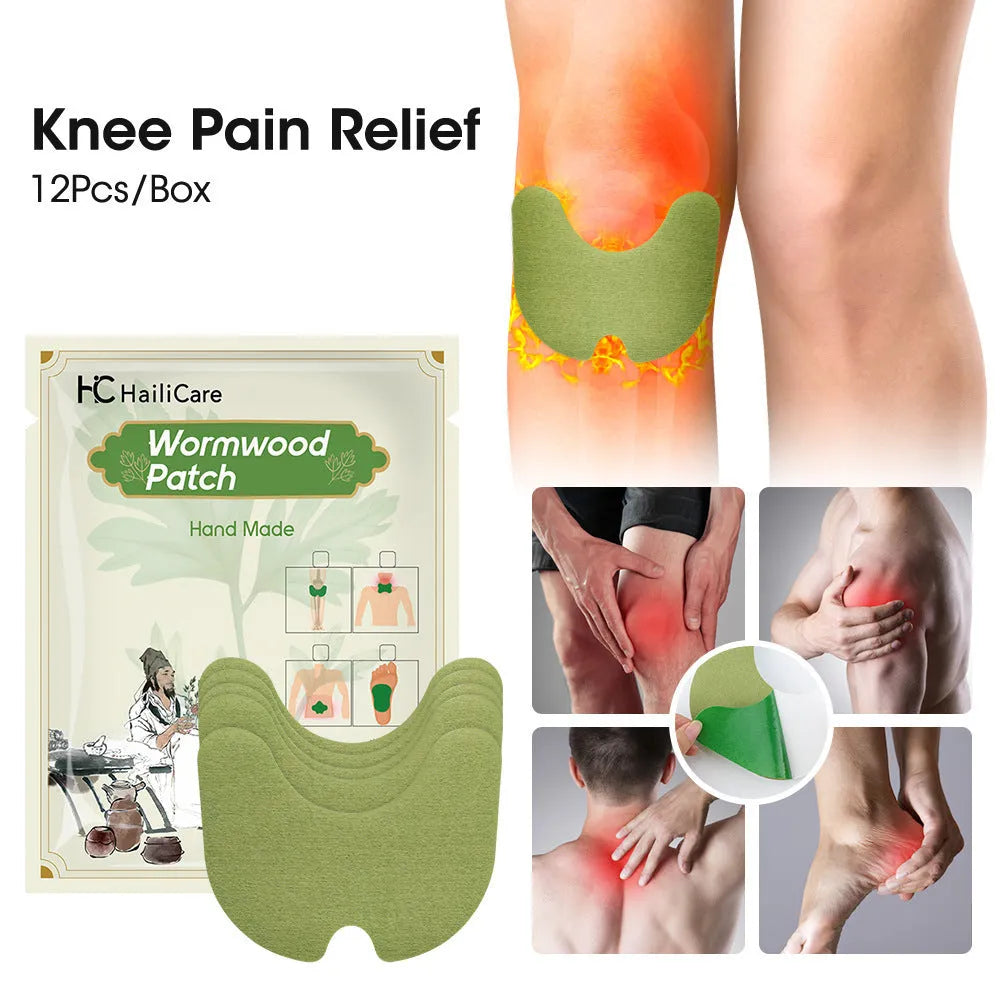 Chinese mugwort herbal patches in bag with cinnamon eucalyptus mint osmanthus leaf formula for knee lumbar spine foot