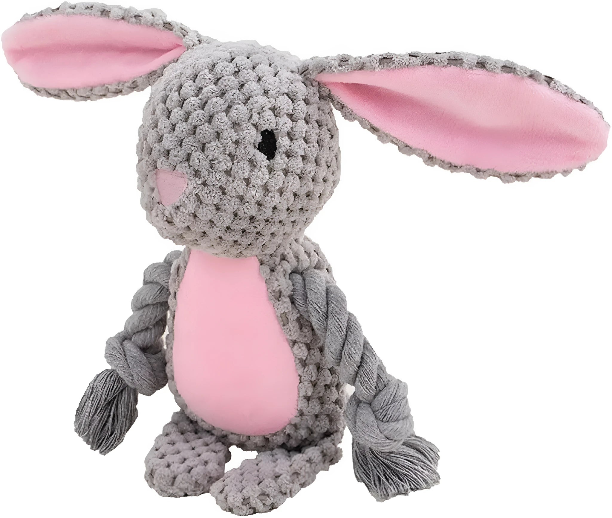 Dog plush chewing toy with squeaker and crinkle paper in elephant, fox, monkey, pig, and rabbit designs for small dogs