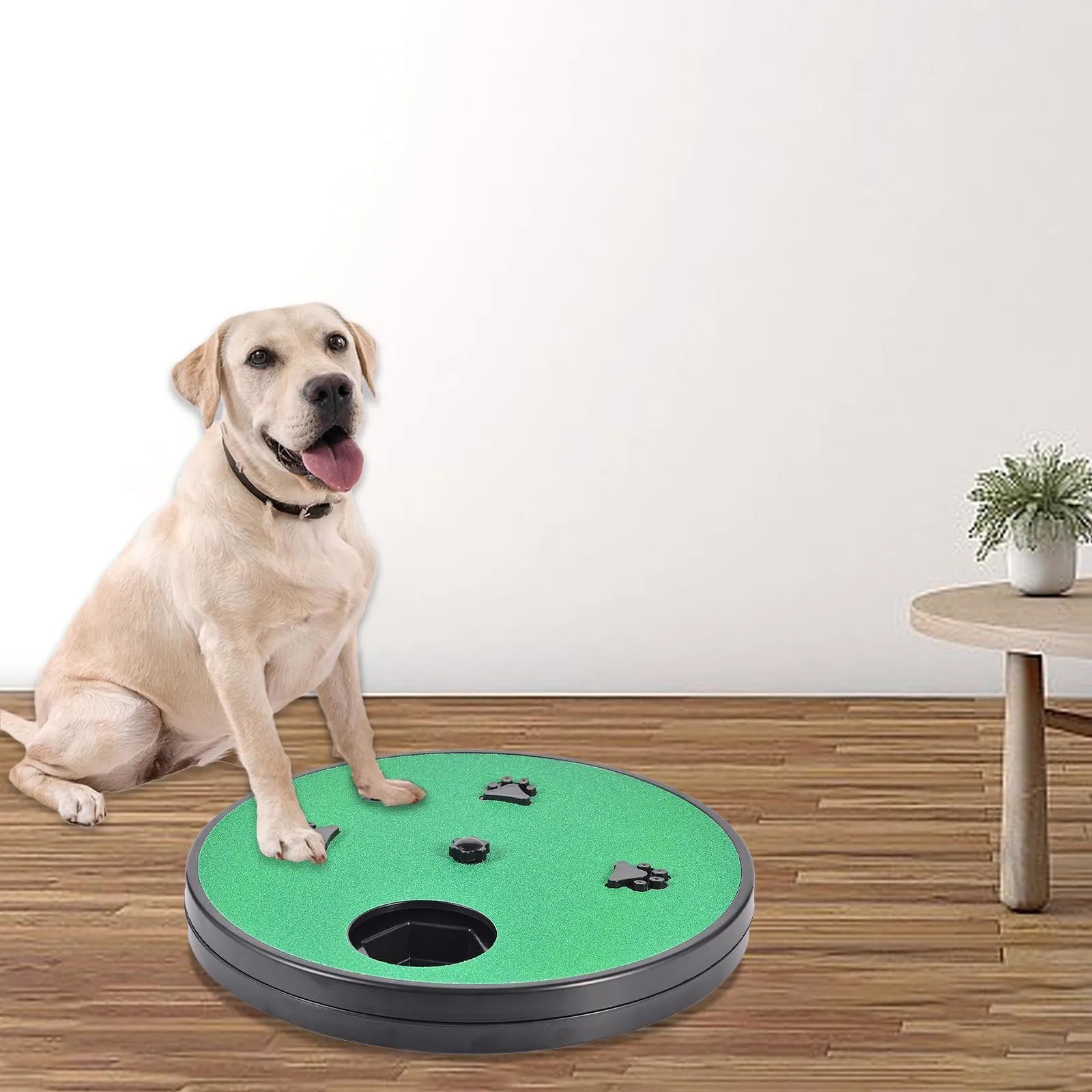 Dog nail grinder scratch pad with rotatable top, food compartments, and suction cup anti-slip base
