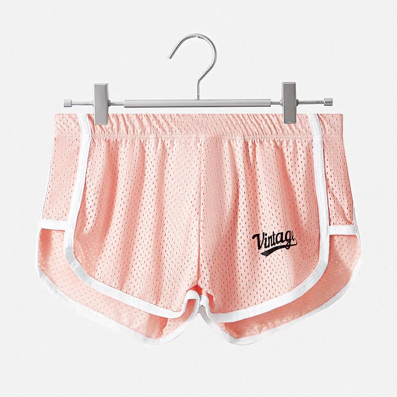 Ice silk men's quick-drying breathable mid waist underwear in multiple colours on a size chart.