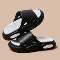 Women's thick-soled EVA couples slippers in two-colour designs with leather lining
