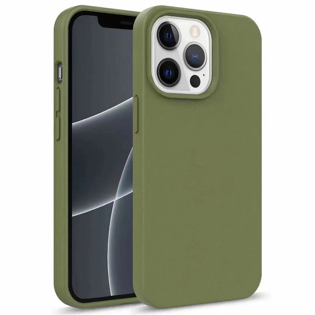 Compostable wheat straw phone case in black on a white background