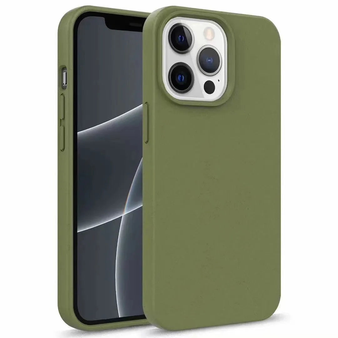Compostable wheat straw phone case in black on a white background
