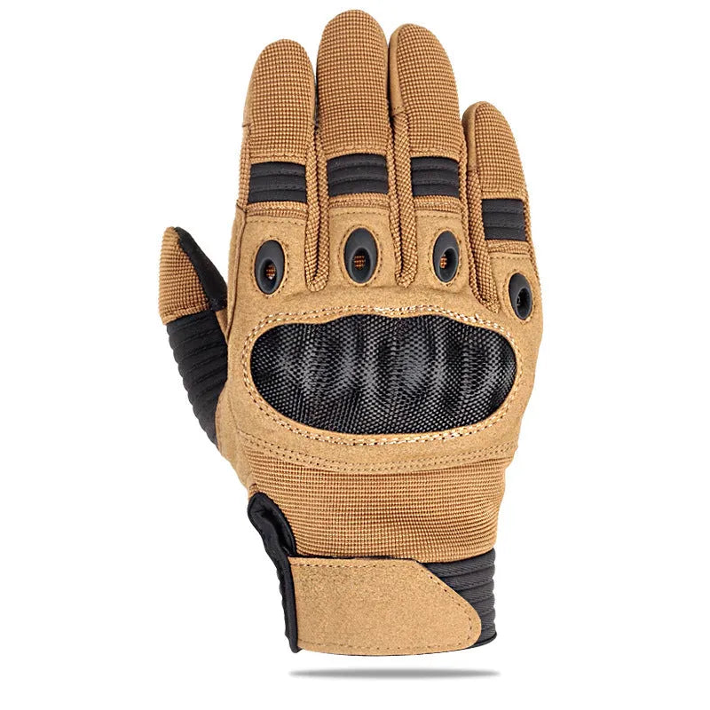Touch screen military tactical full finger motorbike gloves in knitted fabric available in black army green wolf brown