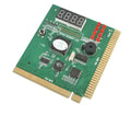 Four-digit motherboard fault diagnosis card with digital tube, signal lamp, and buzzer in a PCI slot