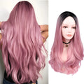 Long curly wig for women 24 inch 61 cm blonde ombre black root heat resistant high temperature wire anime cosplay wig