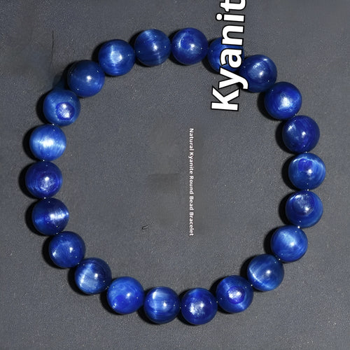 7A grade natural blue crystal bracelet with Ruyi charm and geometric design