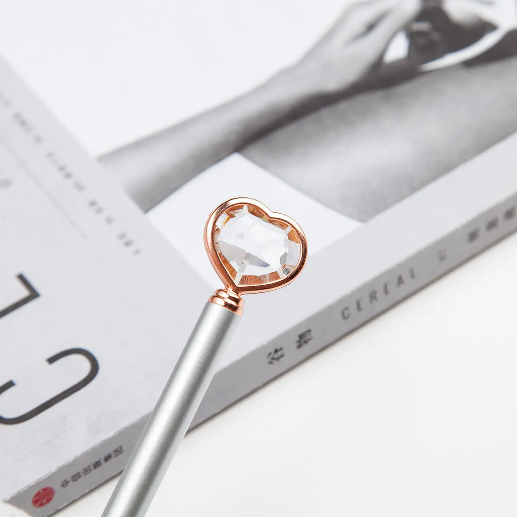 Creative crystal love ball metal pen in golden, rose gold and silver colour options