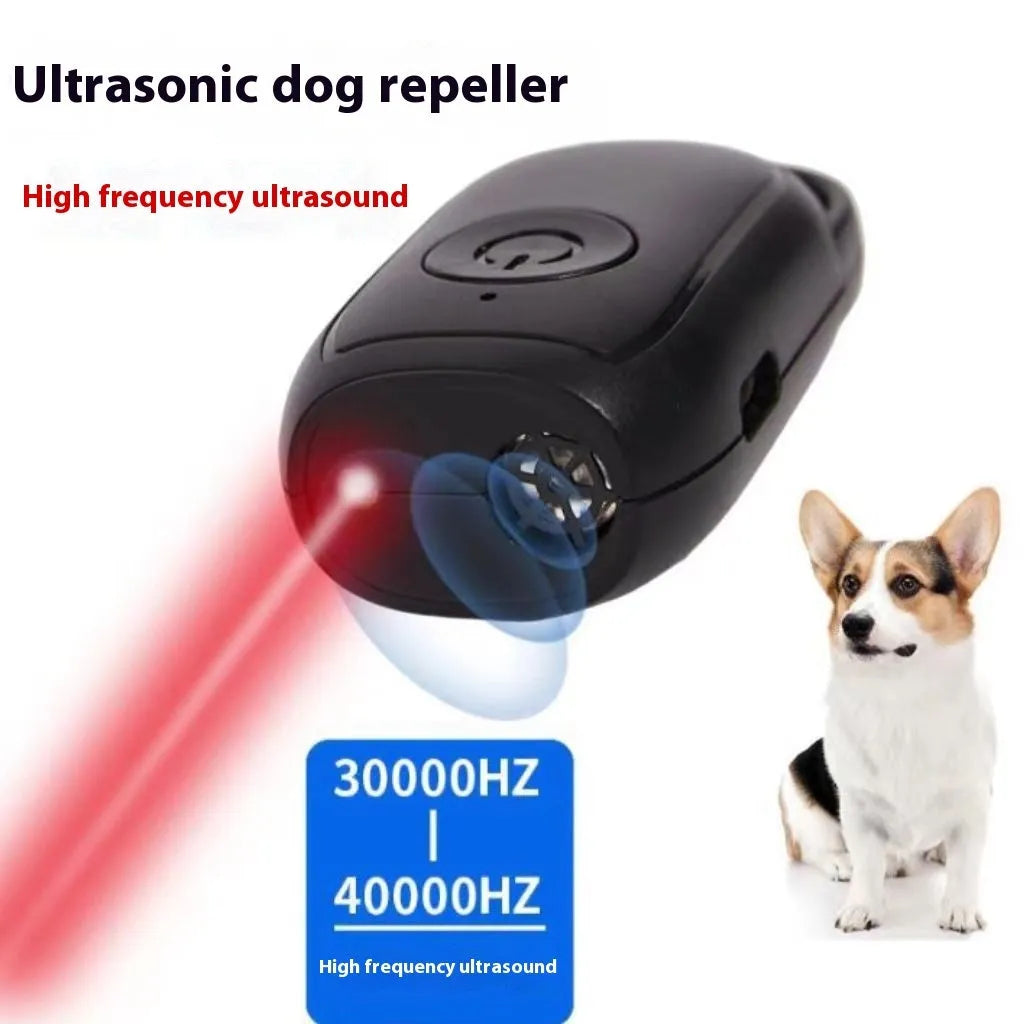 Tag Mini Ultrasonic Dog Dispeller plastic handheld device with lanyard in black