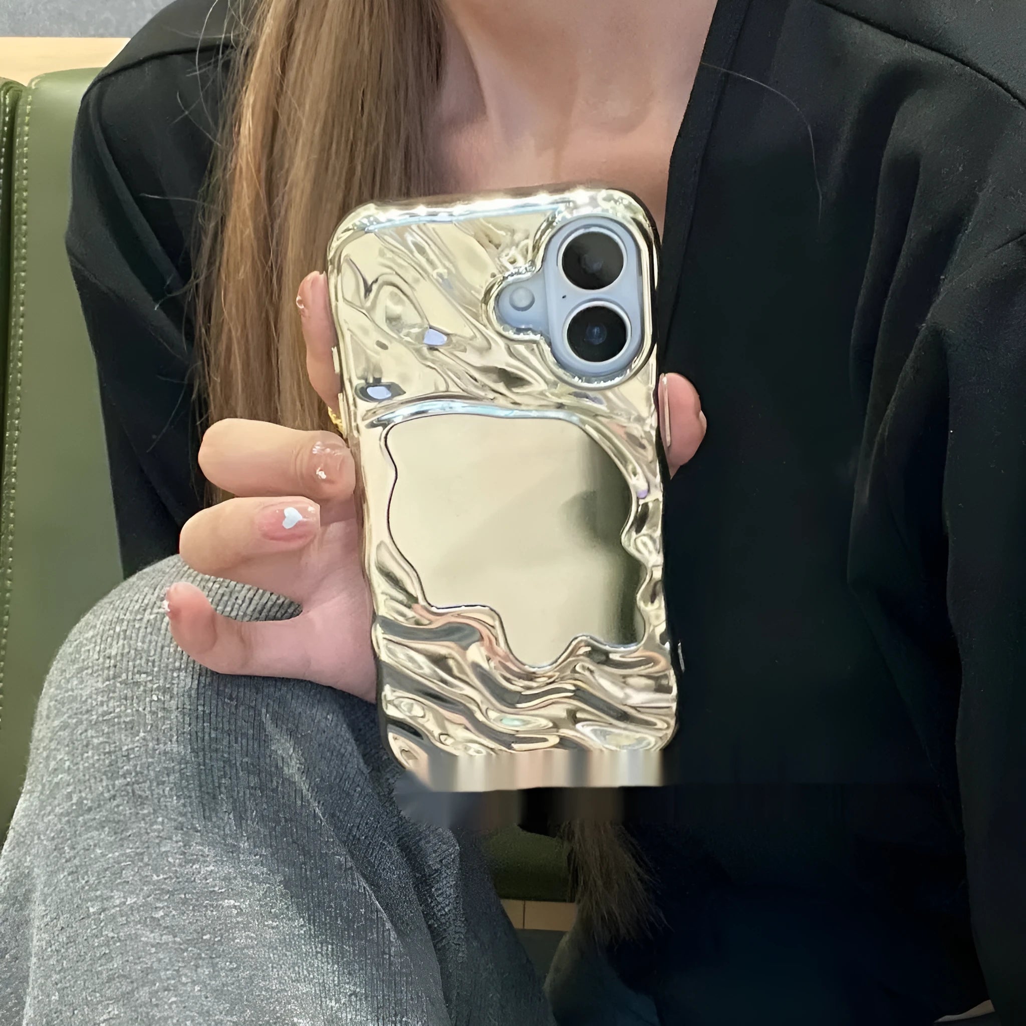 Water ripple texture iPhone case with mirror surface in five colour options