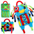 Blue plush owl toy with release buckle for baby early education colour matching