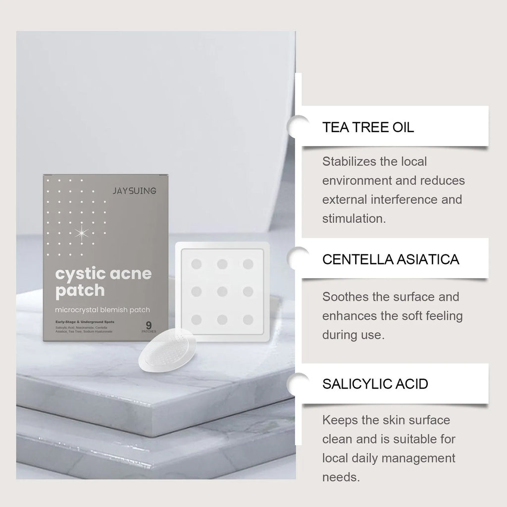 Nine acne repair microneedle patches with tea tree oil and Centella asiatica for spot treatment