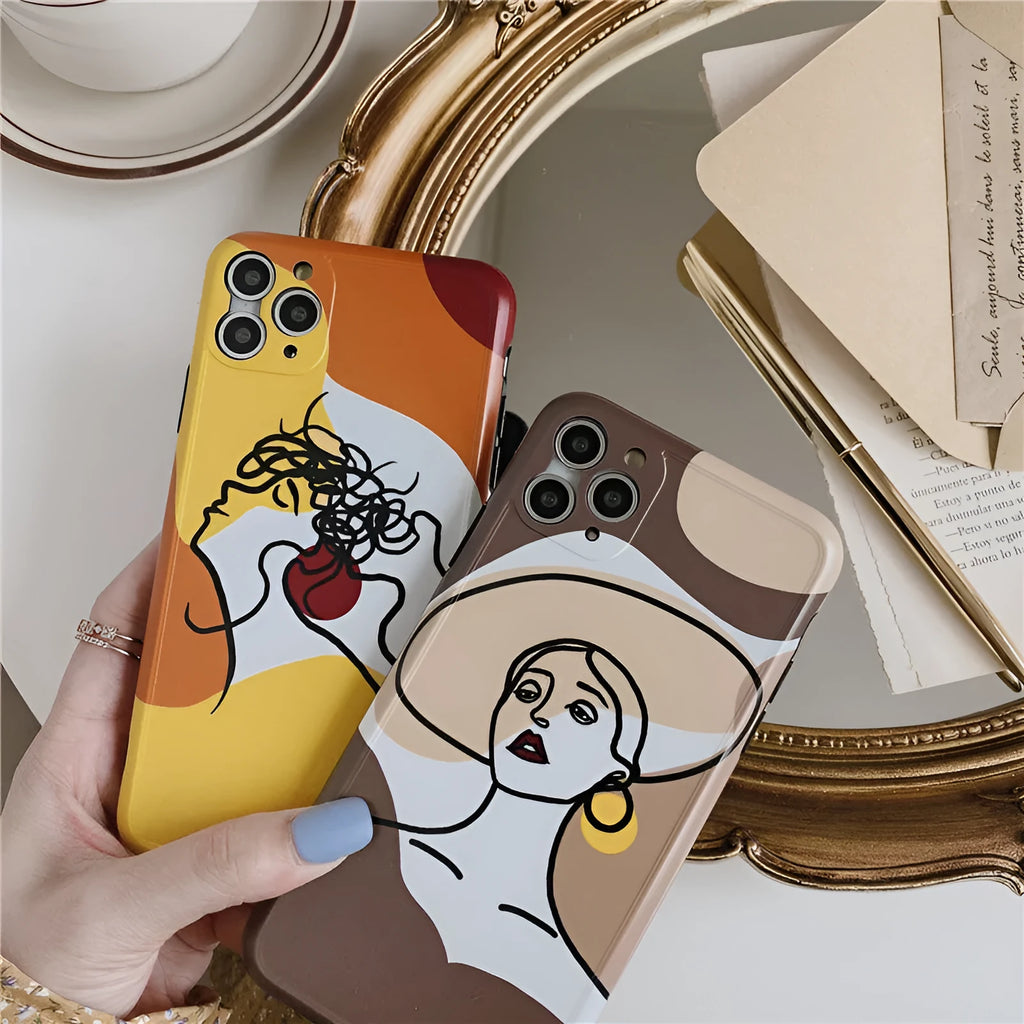Orange yellow line painting cartoon design soft silicone iPhone case for Apple iPhone 11 Pro Max