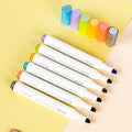 Deli S605 oblique head highlighter marker pen in soft colours with solid and transparent pen holder options