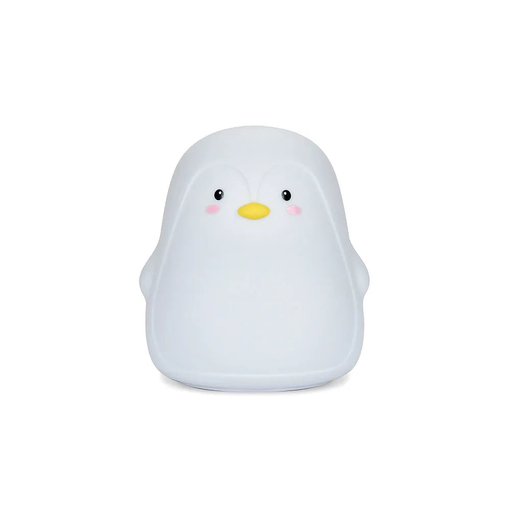 White penguin-shaped night light with USB rechargeable battery and soft LED illumination